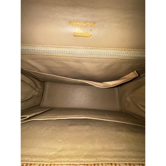 GUCCI Beige Vintage Lizard Embossed Satchel - Picture 11 of 13